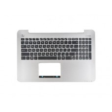 90NB0647-R32RU0 Клавиатура для ноутбука Asus X555LN-3D с топкейсом, серебристая панель, черные кнопки