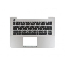 90NB06C2-R30190 Клавиатура для ноутбука Asus X455LD-1B с топкейсом, серебристая панель, черные кнопки
