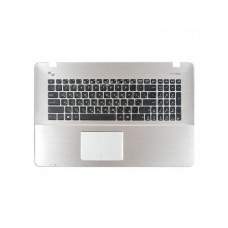 90NB08E5-R31RU0 Клавиатура для ноутбука Asus X751LX-3C с топкейсом, серебристая панель, черные кнопки, с тачпадом