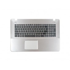 90NB08D5-R31RU0 Клавиатура для ноутбука Asus X751LJ-3C с топкейсом, серебристая панель, черные кнопки, с тачпадом