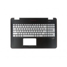 90NB0AH2-R31RU0 Клавиатура для ноутбука Asus N551VW-1B с топкейсом, черная панель, серебристые кнопки, красная окантовка, с подсветкой