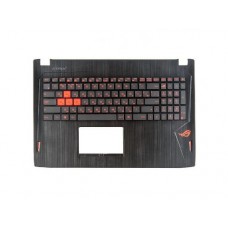 90NB0BJ1-R31RU0 Клавиатура для ноутбука Asus GL502VY с топкейсом, черный, черные кнопки, 4 кнопки оранжевого цвета, оранжевые буквы, с динамиками, с подсветкой с креплением под HDD [90NB0BJ1-R31RU0]