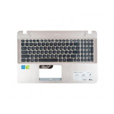13NB0CG1AP0302 Клавиатура для ноутбука Asus X541S, A541U, X541U с топкейсом, светло-бронзовая, черные кнопки [13NB0CG1AP0302, , 13NB0CG1AP0311, 13NB0CG1AP0312] (с разбора), потертости