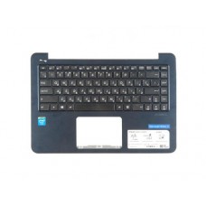 13NL0033AP0301 Клавиатура для ноутбука Asus E402MA, E402SA с топкейсом, темно-синяя, черные кнопки [13NL0033AP0301] (с разбора)