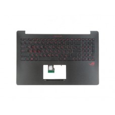 90NB0873-R31RU0 Клавиатура для ноутбука Asus N501JW с топкейсом, черная с подсветкой, красные буквы, с динамиками, с креплением под HDD [90NB0873-R31RU0]