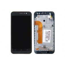 Дисплей в сборе с тачскрином и передней панелью для Asus ZenFone Go ZB500KL б/у черный, с разбора